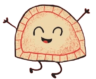 Logo di un pierogi sorridente con braccia e gambe stilizzate, simbolo di Polonia in Tavola.